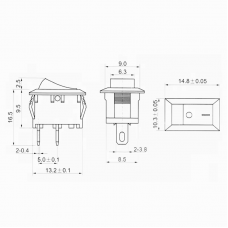 Перемикач клавішний мікро KCD11-101 (KCD 1-11) ON-OFF, 2pin, 220V білий