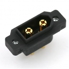 Силовий роз'єм XT60E з отворами для монтажу на корпус (XT60E-M, тато) чорний
