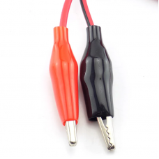 Провід із затискачами крокодил червоний + чорний, довжиною 1м