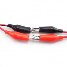 Провід із затискачами крокодил червоний + чорний, довжиною 1м