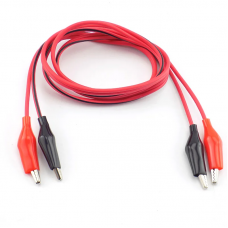 Провід із затискачами крокодил червоний + чорний, довжиною 1м