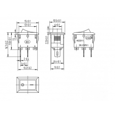 Перемикач клавішний мікро KCD1-11 ON-OFF, 2pin, 220V червоний