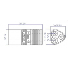 Конектор силовий AMASS MT60-M 3PIN тато з ковпачком Max 60a