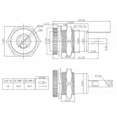 Гніздо живлення DC099 5,5 * 2,1 цинкове, струм 10А max