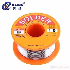 Припій 63/37 Kaina model B з каніфоллю 50 г діам. 1 мм
