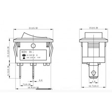 Вимикач, кнопка KCD1 AC 6А 250В 2 контакти. Перемикач 1 клав чорний